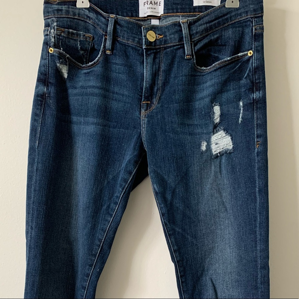Frame Le Garçon Mid Rise Medium Wash Denim